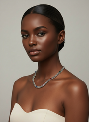 Sahara Silver Necklace with 8 Colorful Gemstones | Milgo Awad