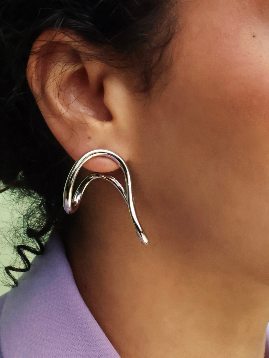 Hayati Earrings Silver - Milgo Awad