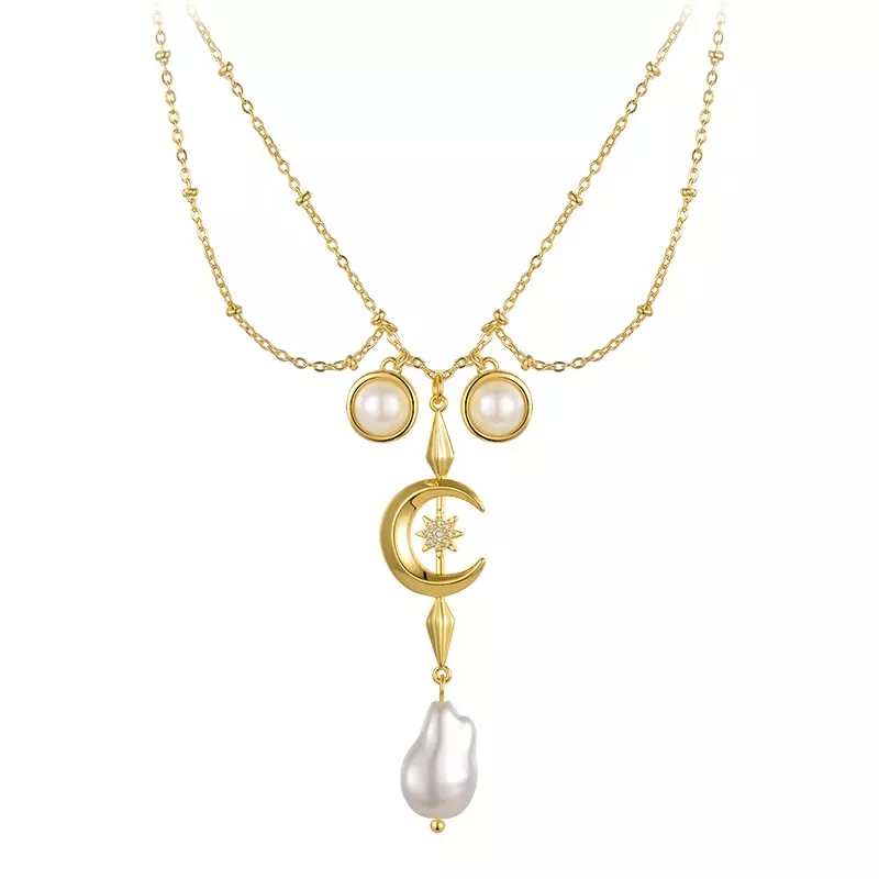 pearl gold necklace - Milgo Awad